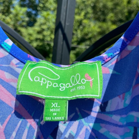 Pappagallo Blue and Purple Leaf Print Jumpsuit - Picture 2 of 13